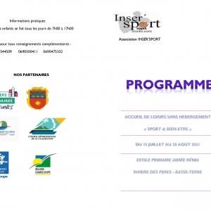Association Inser' Sport : programme du 15 juillet au 20 août